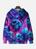 Futuristic Abstract Neon psychedelic Hippie Colorful Skulls Printing Hooded Sweatshirt