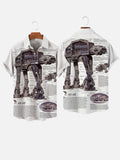 Sci-fi Space War All Terrain Armored Walker Diagram Printing Short Sleeve Shirt