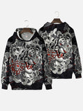 Totem Style Beasts Lions And Clouds Printing Hooded Sweatshirt