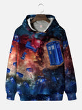 Fantasy Science Fiction Space Floating Time Travel Boxes Printing Hooded Sweatshirt