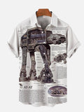 Sci-fi Space War All Terrain Armored Walker Diagram Printing Short Sleeve Shirt