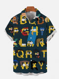 Cartoon Cute Funny Family Alphabet Printing Short Sleeve Shirt