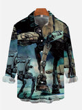 Sci-Fi Ancient Armed Walker And Armed Robot Printing Long Sleeve Shirt
