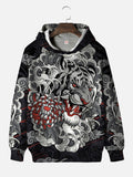 Totem Style Beasts Lions And Clouds Printing Hooded Sweatshirt