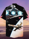 Eye-Catching Sci-Fi Punk Space Spaceship Battles And Fleets Printing Cuban Collar Hawaiian Short Sleeve Shirt