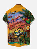 It's 4 O'Clock Somewhere Hawaiian Vacation Man And Paradise Parrot Printing Short Sleeve Shirt