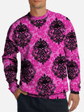 Pink Gothic Spooky Totem And Skull Printing Round Collar Sweatshirt