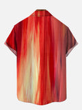 Abstract Art Red Dyed Coconut Tree Island Printing Hawaiian Cuban Collar Short Sleeve Shirt Set