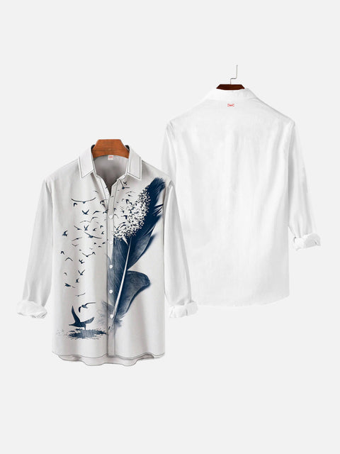Aesthetic Art Flying Feathers And Birds Printing Long Sleeve Shirt