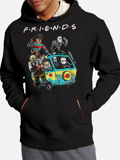 Halloween Horror Friends Bus Party Printing Hooded Sweatshirt