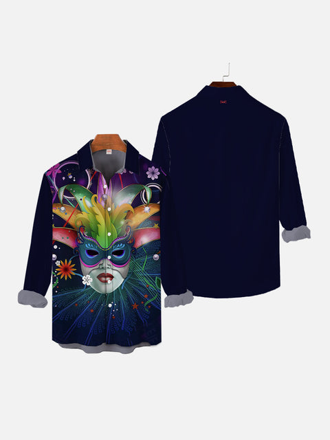 Mardi Gras Carnival Festival Elements Clown Mask Printing Long Sleeve Shirt