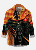 Oil Painting The Scream Robot And Falling Spaceship Printing Long Sleeve Shirt