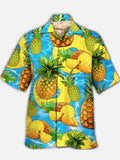 Eye-Catching Many Pineapples Chunks Printing Cuban Collar Hawaiian Short Sleeve Shirt