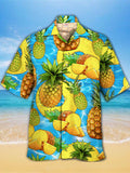 Eye-Catching Many Pineapples Chunks Printing Cuban Collar Hawaiian Short Sleeve Shirt