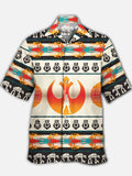 Eye-Catching Ethnic Sci-Fi Interstellar Travel Fleet Samurai Printing Cuban Collar Hawaiian Short Sleeve Shirt
