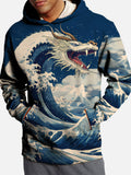 Ukiyo-E Mythology Of The Deep Sea Dragon King Printing Hooded Sweatshirt