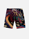 Mysterious Oriental Traditional Chinese Colorful Dragon Printing Shorts