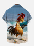 Savvy Chicken On The Beach Printing Short Sleeve Shirt
