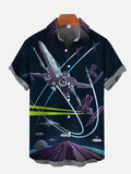 Technological Psychedelic Spaceship Wars Printing Short Sleeve Shirt