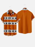 Tribal Pattern Stripe Printing Men's Short Sleeve Shirt