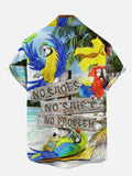 Paradise Parrots Summer Garden Beach Party Printing Hawaiian Short Sleeve Shirt
