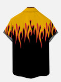 Fire Flame Pattern Printing Short Sleeve Shirt