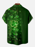 Green And Lucky Four Leaf Clover Matching Printing Short Sleeve Shirt