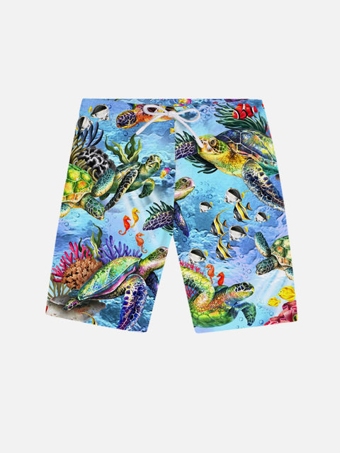 Underwater Wildlife Printed Tropical Summer Party Shorts