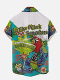 It's 5 O'Clock Somewhere Funny Parrot Retro Printing Hawaiian Beach Style Short Sleeve Shirt
