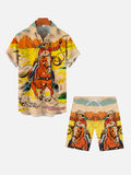 Vintage Style Western America Cowboy Hawaiian Printing Shorts