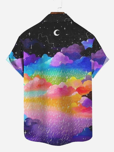 Beautiful Nebula Outer Space Starry Sky And Colorful Clouds Printing Short Sleeve Shirt