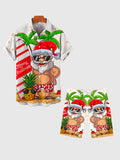 Christmas Elements Sunbathing Santa Caus Printing Men's Shorts