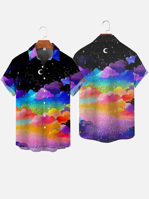 Beautiful Nebula Outer Space Starry Sky And Colorful Clouds Printing Short Sleeve Shirt