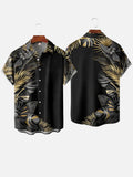 Creative Black Gold Colorful Tropical Jungle Printing Short Sleeve Shirt