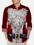 Christmas Elements Bearded Santa Claus Dress Up Men's Long Sleeve Shirt