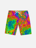 Hippie Psychedelic Rainbow Grateful Dead Liquisyrgic Splatter Paint Printing Shorts