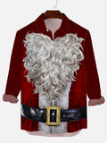Christmas Elements Bearded Santa Claus Dress Up Men's Long Sleeve Shirt