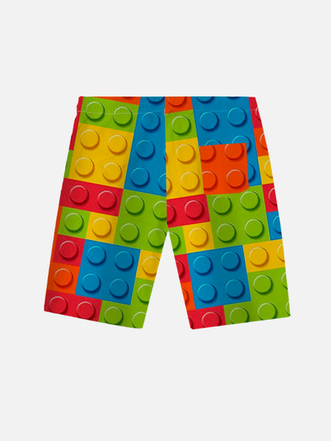 Funny Rainbow Handmade Lego Micro Particle Building Blocks Printing Shorts