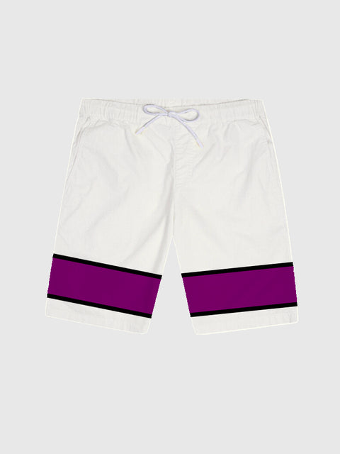 Purple And White Stripe Printing Men's Shorts