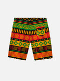 Cinco De Mayo Tribal Pattern Stripe Mexican Features Tyrannosaurus And Taco Printing Shorts