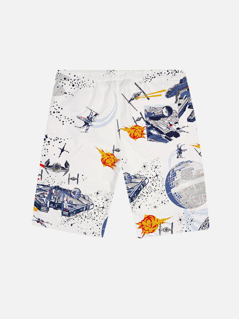White Science Fiction Technology War Printing Shorts