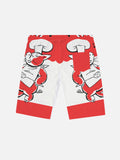Delightful Red And White Stitching Whistlin P-Chef BBQ Printing Shorts