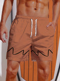 Brown Simple Lines Cartoon Costume Shorts