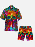 Hippie Rainbow Radiant Skull Printing Shorts
