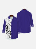 Musical Notes And Purple Stitching Printing Men's Long Sleeve Shirt