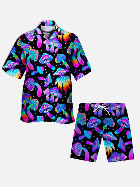 Hippie Psychedelic Colorful Mutant Mushrooms Printing Shorts