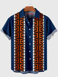 1960er Jahre Herren-Kurzarmhemd mit doppelt orangefarbenem ethnischem Druck