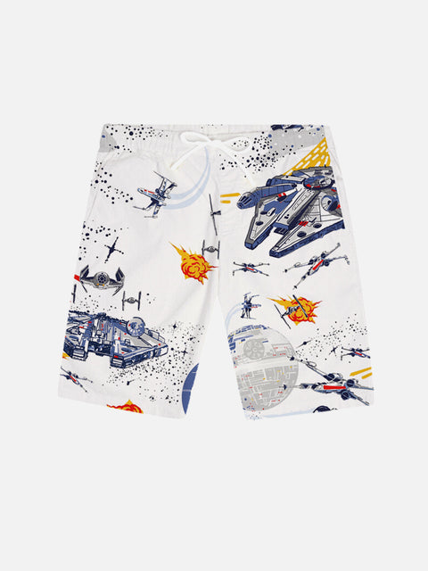 White Science Fiction Technology War Printing Shorts
