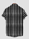 Black-and-White Lines Men's Short Sleeve Shirt