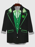 Men's Tops for St Patricks Day Black And Green Matching Long Sleeve Shirt